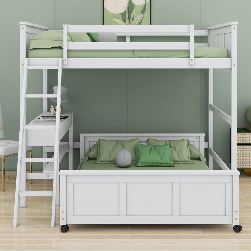 Harriet Bee Janit Full Over Full Futon Bunk Bed with Bookcase by Harriet Bee Wayfair